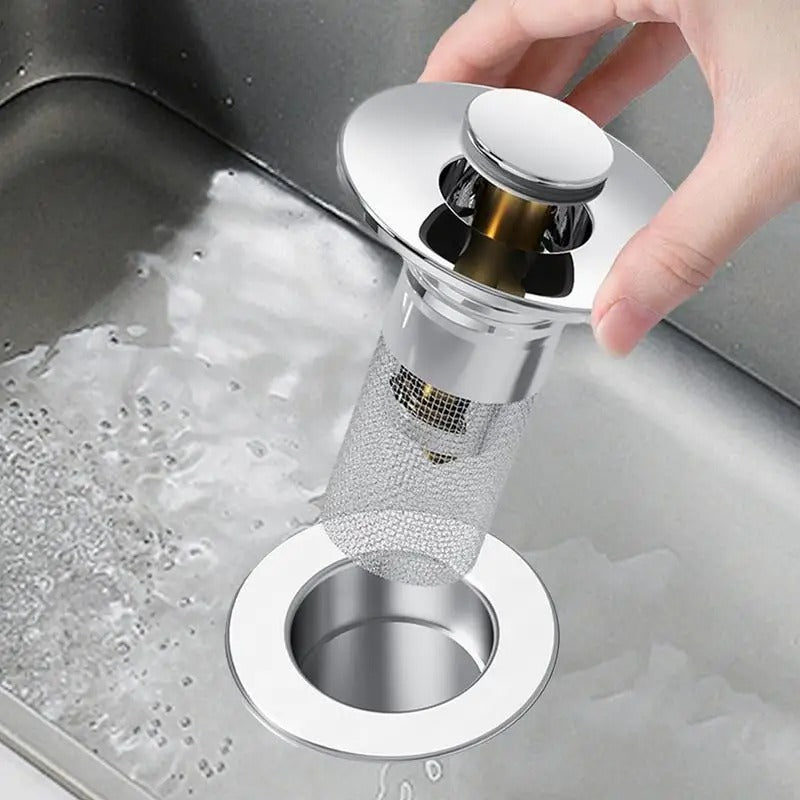 Stainless Steel 2-in-1 Drain Strainer – Anti-Clog, Odor-Resistant