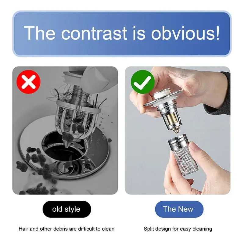 Stainless Steel 2-in-1 Drain Strainer – Anti-Clog, Odor-Resistant